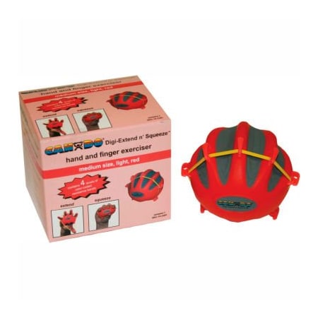 Fabrication Enterprises CanDo Digi-Extend n' Squeeze Exerciser, Light, Red, Large 143085